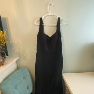 A-Line Black Tie Gown with Square Neckline